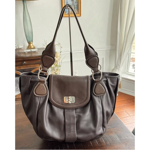 VINTAGE Tiffany and Co. Brown Leather Hobo Shoulder Bag Tiffany Blue Interior